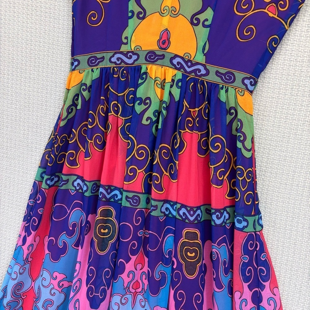 Modcloth Boho Indigo Muster the Length Maxi Dress Multicolor V-Neck S Festival - Picture 11 of 13